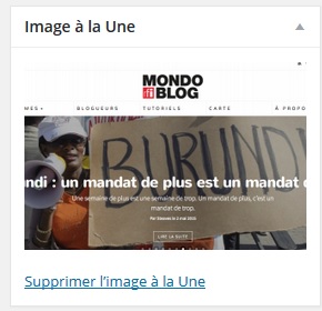 Article : Image à la Une